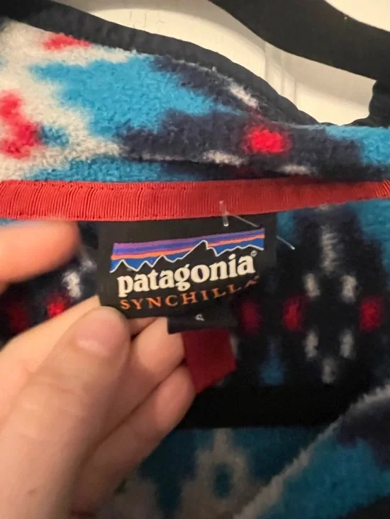 2016 Patagonia Synchilla SnapT Pullover Fleece Forest Carpet Deep Sea Blur Aztec - Picture 2 of 7